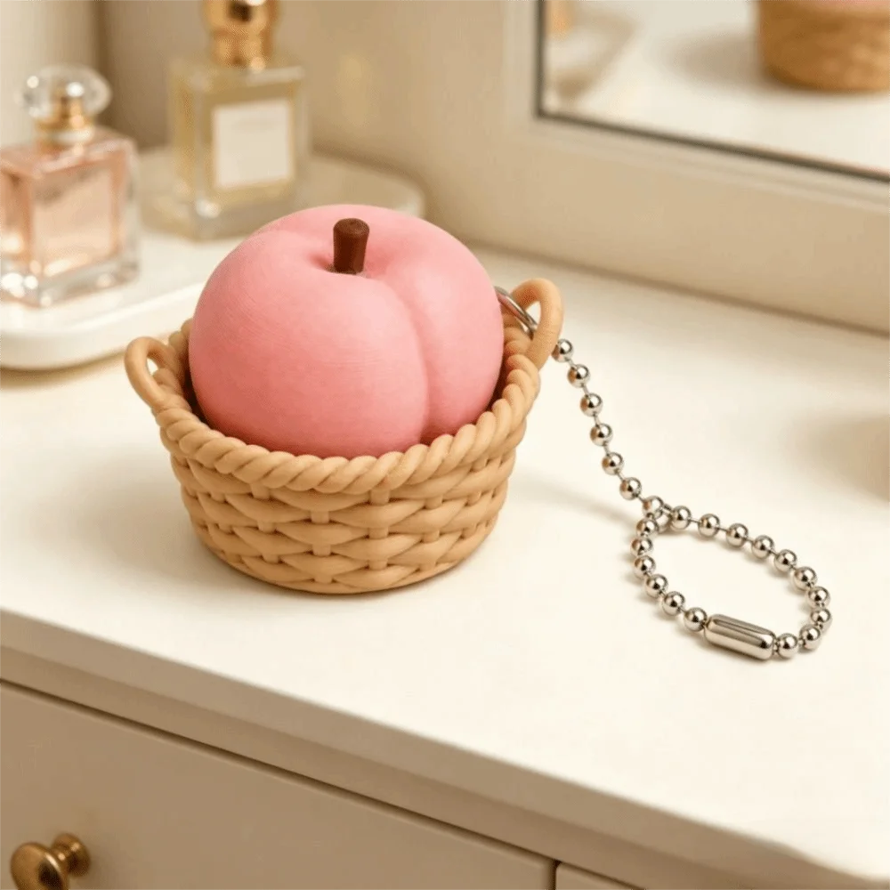 Simulation Fruit 3D Printed Keychain Simulation Vegetables Food Shaped Clicker Keychain Cute 3D Printed Fidget Keychain