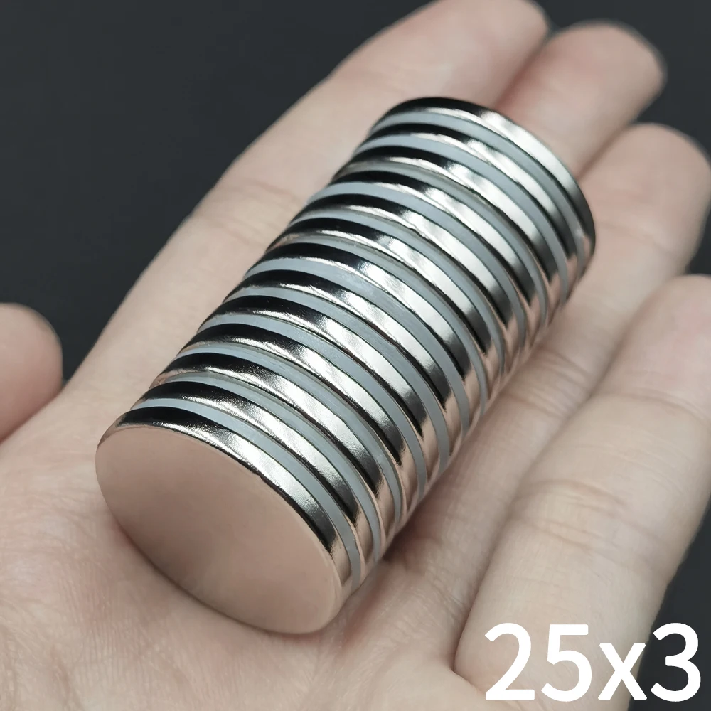 5Pcs 25x3 Round Magnet 25mmx3mm Permanent Super Strong Powerful Magnetic Disc 25*3 for Fridge, DIY, Building, Scientific, Craft