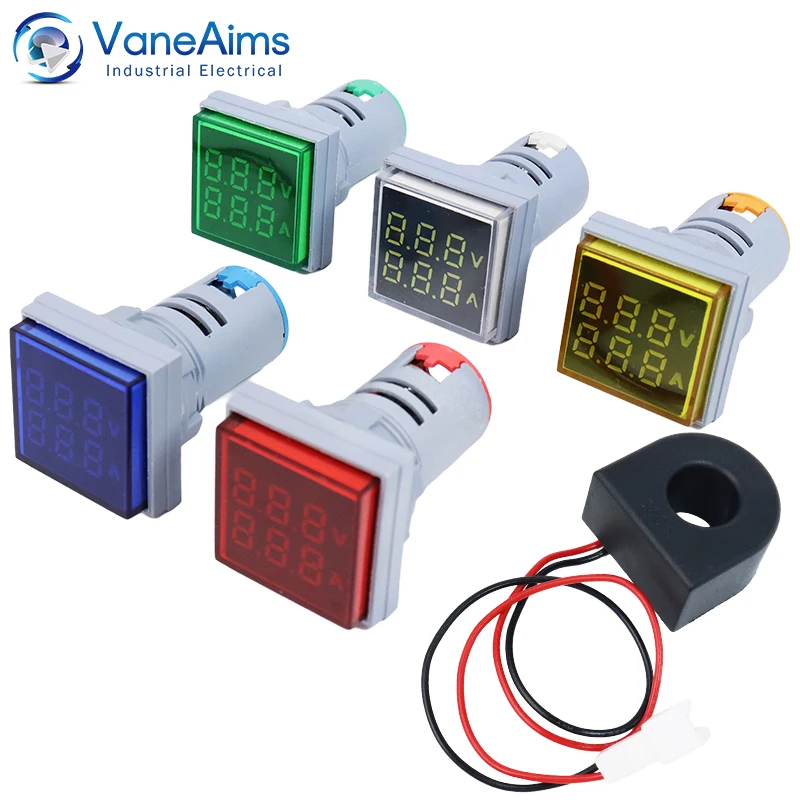 22mm AC 24-500V 0-100A LED Digital Voltmeter Ammeter AC Voltage Current Dual digital display Meter Volt Amp Tester Detector