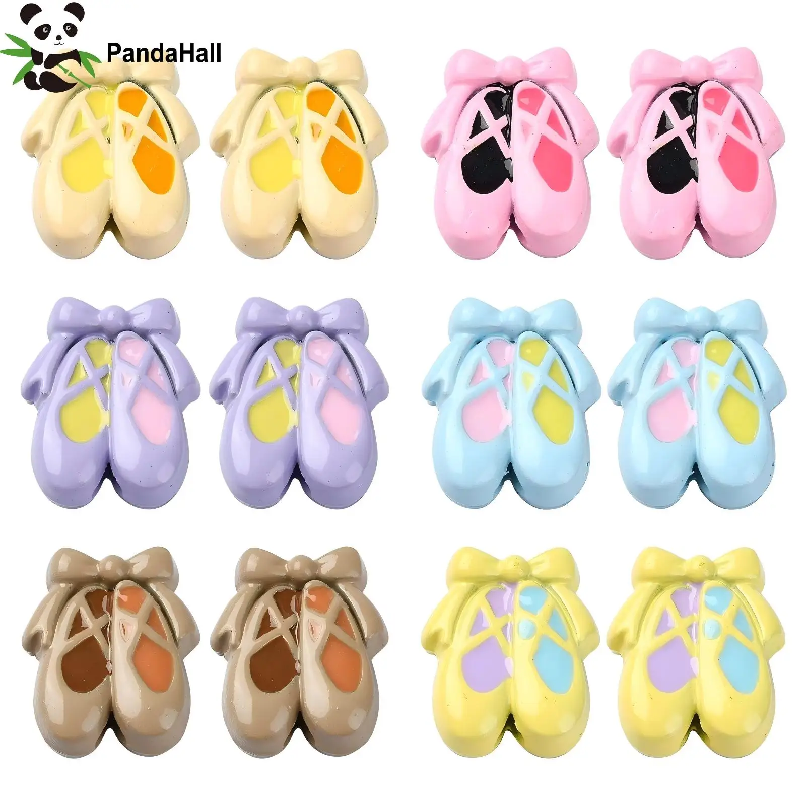 Pandahall 30Pcs 6 Colors Ballet Shoe Beads Enamel Dancing Shoe Dancer Beads for Bracelet Jewelry Making