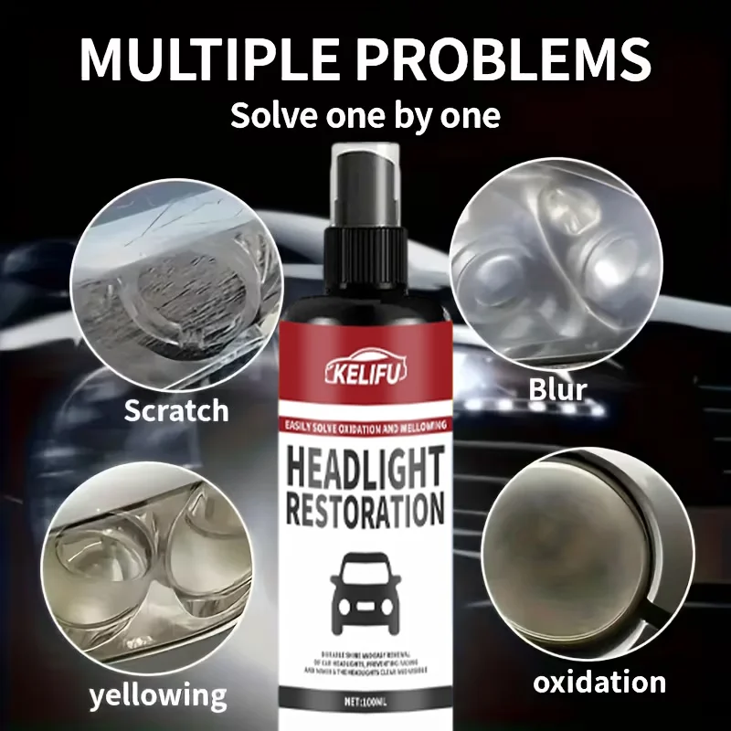 طقم رش ترميم المصابيح الأمامية من السيراميك - يزيل الإصفرار والأكسدة على الفور، وطلاء لامع يدوم طويلاً، ورأس سيارة خالي من الشمع #5