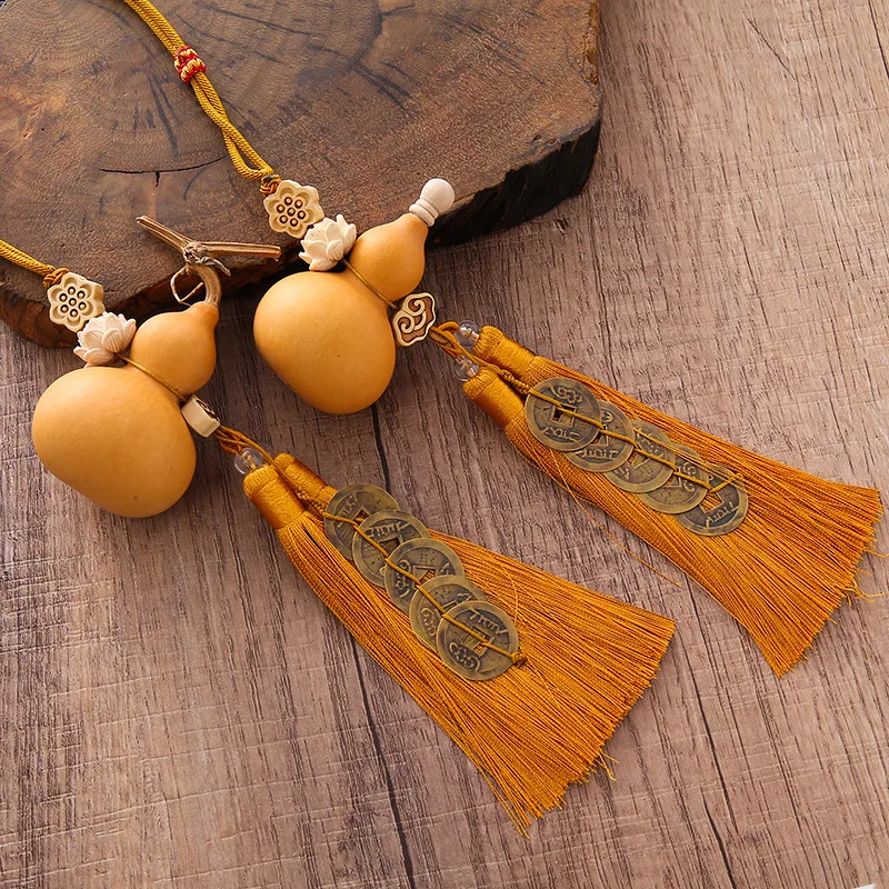 Wooden gourd auspicious door, suitable for entrance, bedroom, living room, natural gourd, modern handicraft, Five Emperors' coin