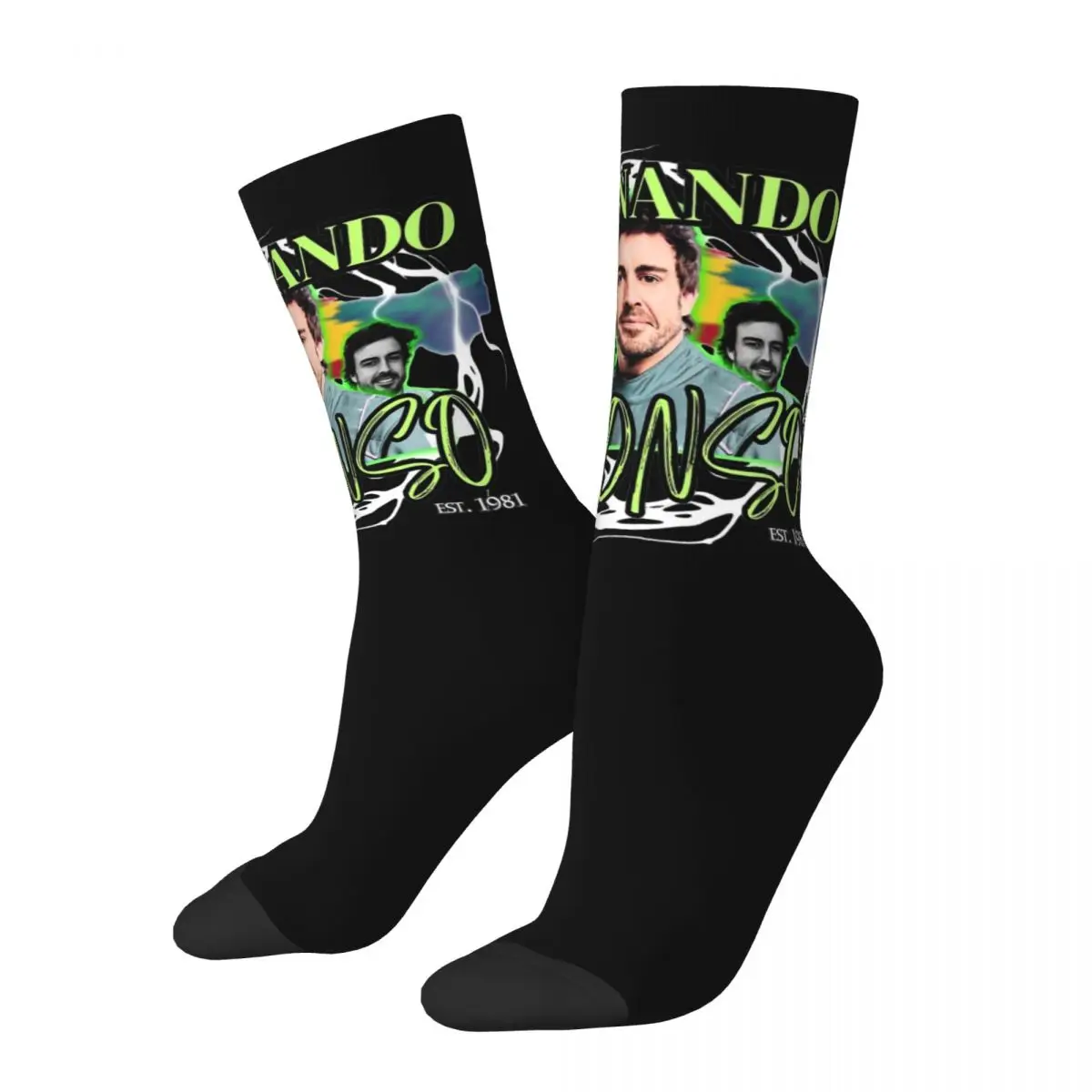 

Casual Fernando Alonso Football Socks Polyester Middle Tube Socks for Women Men Breathable