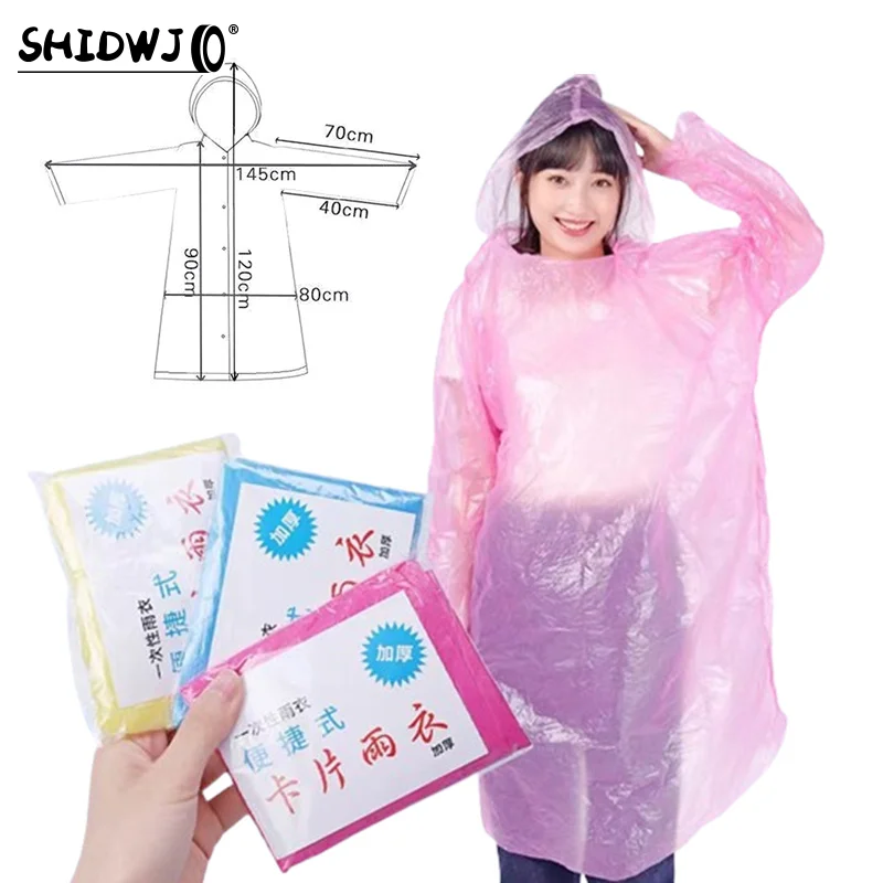 Motorcycle Portable Raincoat Women Men Outdoor Waterproof Disposable Camping Hooded Ponchos Rain Cover Travel Accessories