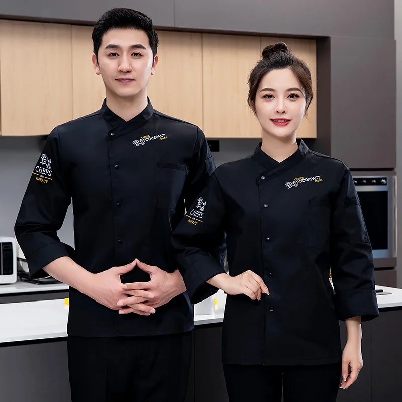 Chef Overalls Long Sleeve Men's Autumn and Winter Catering Hotel Restaurant Canteen Chef Pastry Baking Cake Tooling