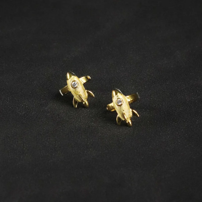 Miracle Sterling Silver 925 Original Design Journey Pure Silver Fun Space Rocket Ear Cuff Cute Niche Unisex Stylish Earrings