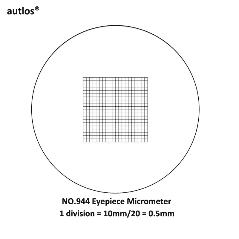 944 Division 0.5mm Grid Micrometer Optical Glass Graticule Reticle Cross Net Ruler for Microscope