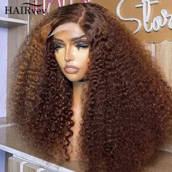 Chocolate Brown Curly Lace Front Wigs Human Hair Pre Plucked Deep Wave HD Transparent Lace Frontal Wig Brazilian Glueless Wigs