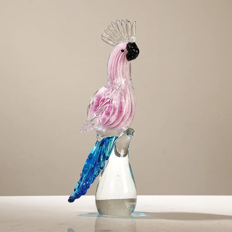 

Glass Parrot Figurine Crystal Bird Parrot Ornament Handmade Bird Table Sculpture Home Decor Table Wedding Decor