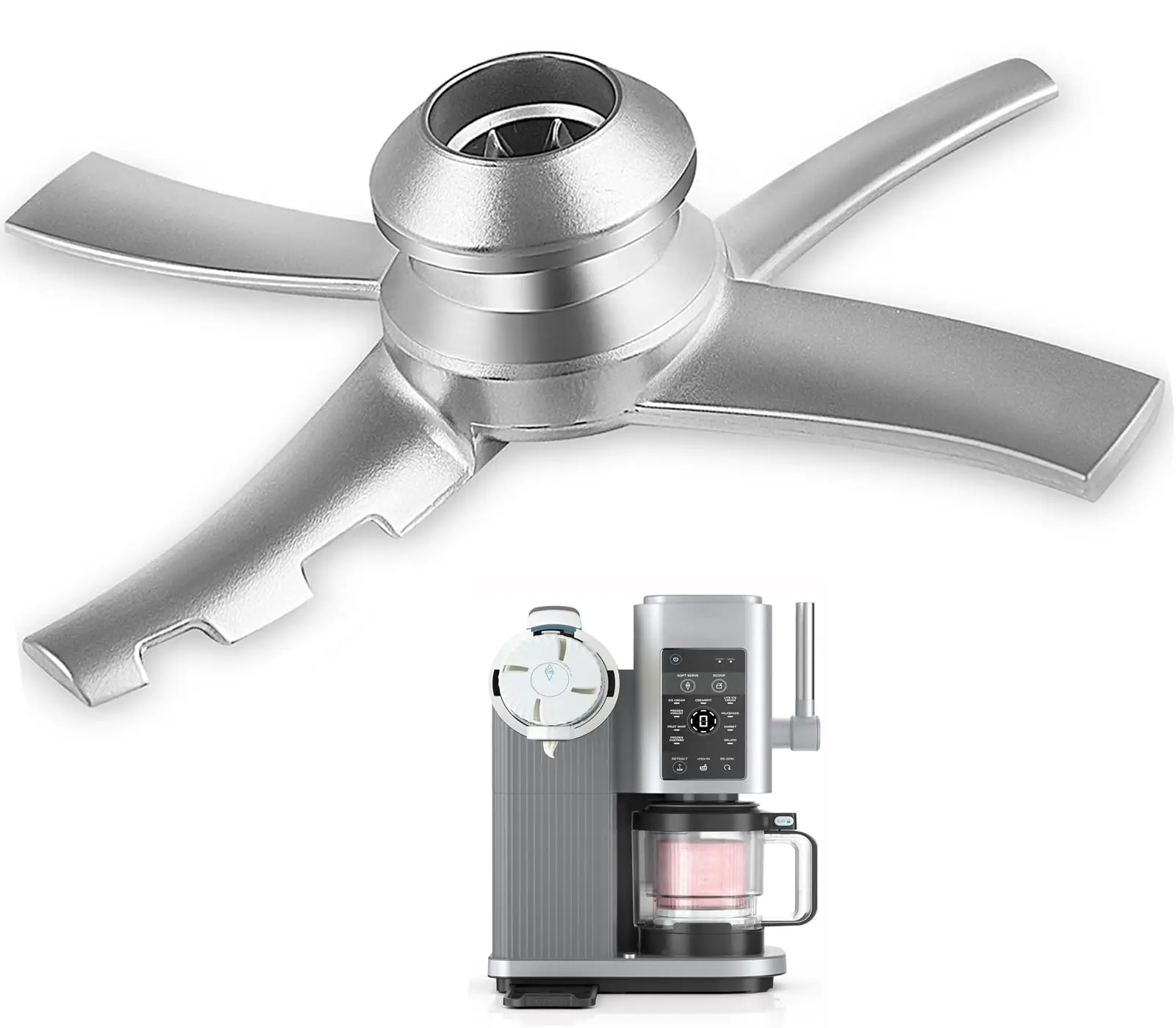 Blade For Ninja Swirl Creami NC700 NC701 NC701C Ice Cream Maker, Mixing Blade Paddle Replacement Stainless Steel, Silver