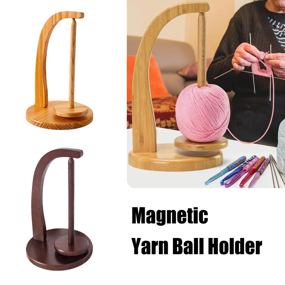 Wooden Yarn Holder Spinning Knitting Tools Beginner Crochet Accessories Stand Sewing Thread Spool Wool Ball Winder Rotation