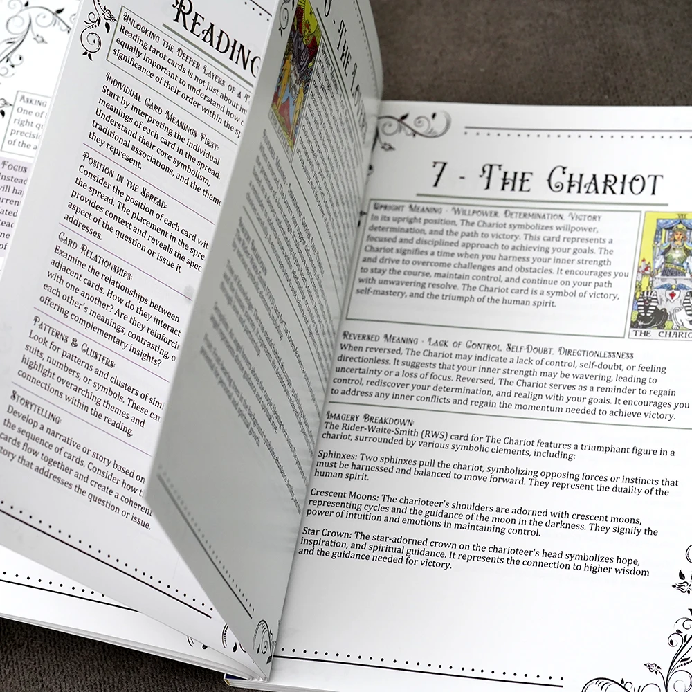 Guide du Tarot pour débutant, 106 pages, cartes, dépositions, lecture, feuilles de triche, apprentissage du tarot, compréhension du guide du Tarot