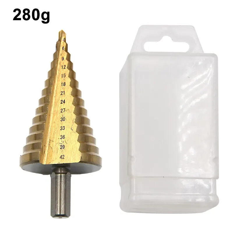 4-42mm Triangular Handle Straight Groove Titanium Plated Step Drill Electric Hand Drill Drill and Expand Pagoda Drill Tool image 3