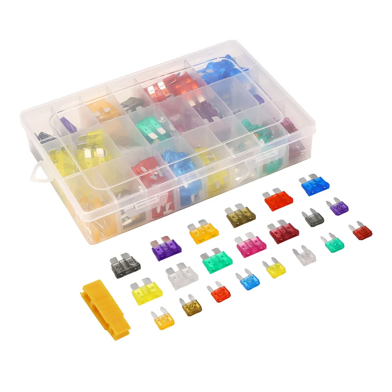 1 صندوق/300 قطعة مجموعة الصمامات الصغيرة للسيارة 2A 3A 5A 7.5A 10A 15A 20A 25A 30A 35A 40A فيوز مع مشبك للسيارات والدراجات النارية-L94A