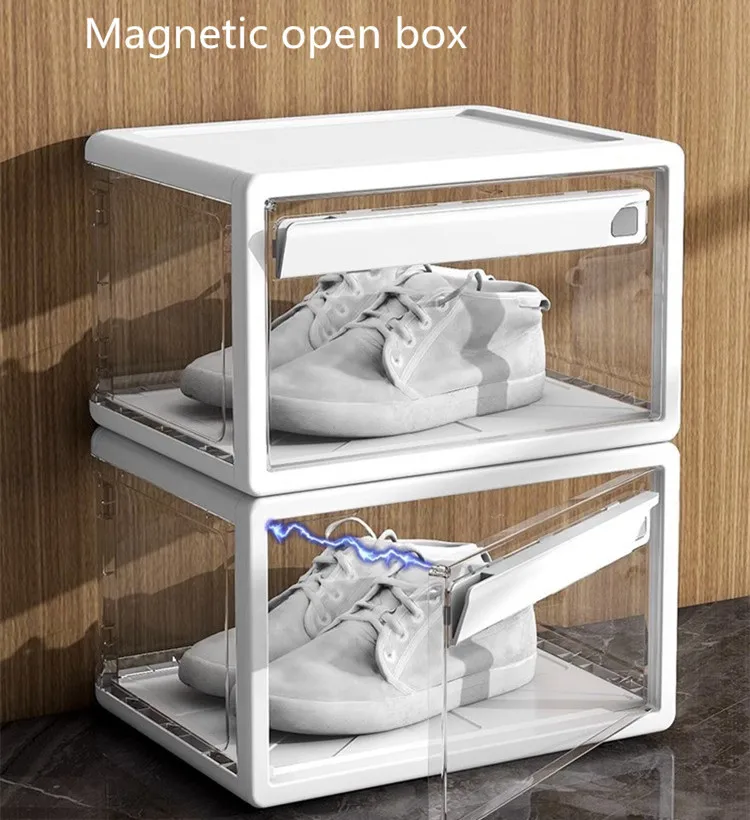 Nordic Transparent Magnetic Shoe Box Multi-Functional Storage Shoes High Heels Storage Box Household Shoe Cabinet Organizer