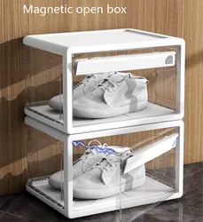 Nordic Transparent Magnetic Shoe Box Multi-Functional Storage Shoes High Heels Storage Box Household Shoe Cabinet Organizer