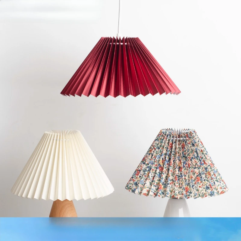 Modern Washable Table Lamp Cover Ceiling Decor Fabric Pleated Lampshade DIY Retro Chandelier Cloth Cover Living Dining Room