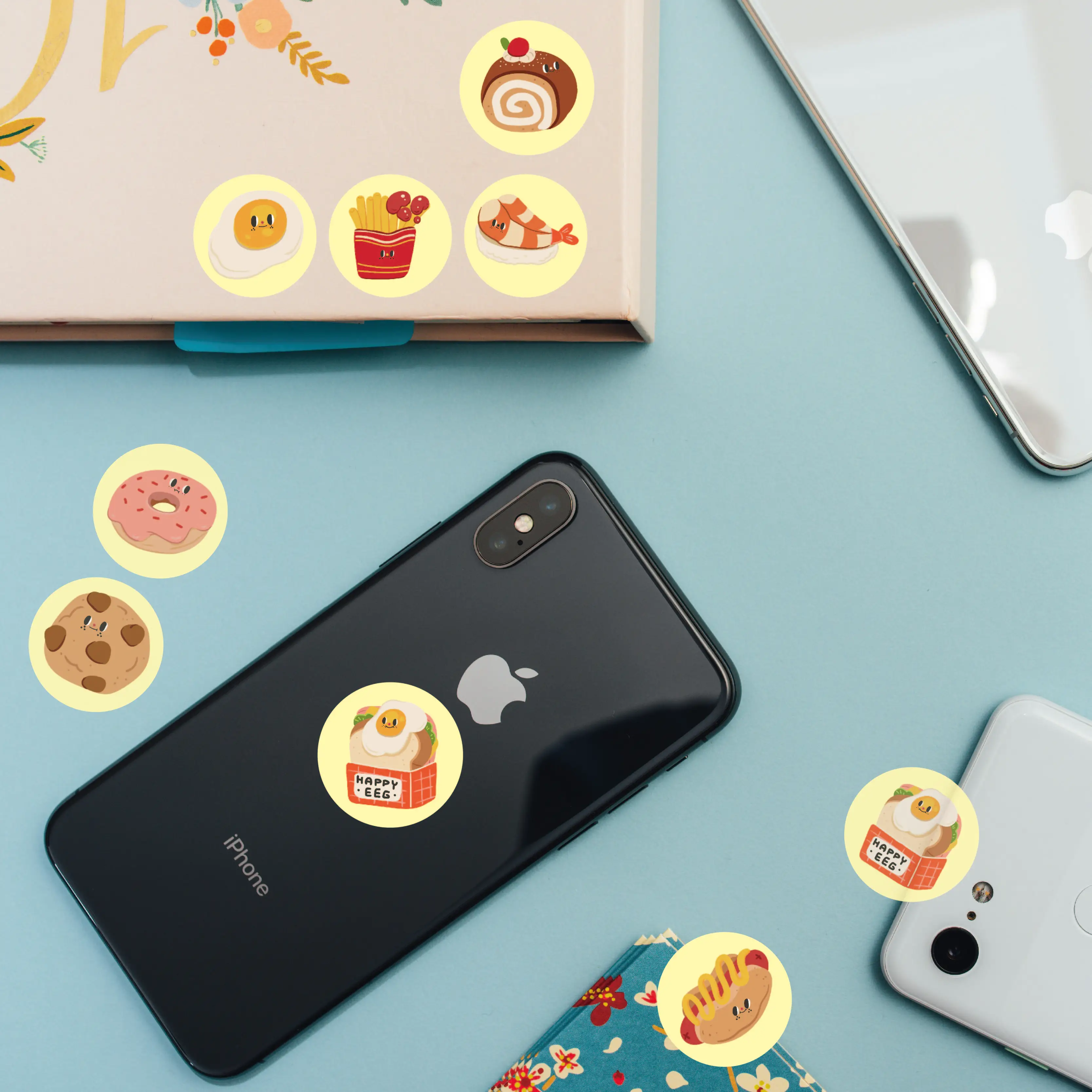 Cartoon Gourmet Stickers Waterproof Reusable Cartoon Sticker Gift and Cut Book Decorative Stickers 5sheets/Pack