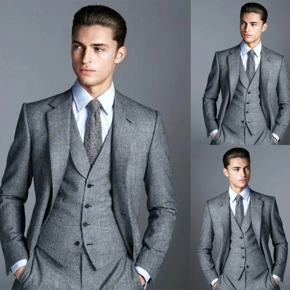 

Latest Business Men Suits With Single-Breasted Groom Three Pieces Jacket Vest Pants Custom Made Wedding Formal Occasiom