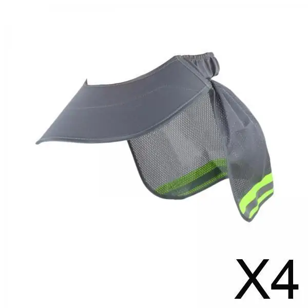 

4x Hard Hat Shade with Reflective Strip, Neck Shield Cover Wide Brim for Construction Workers Summer Outside