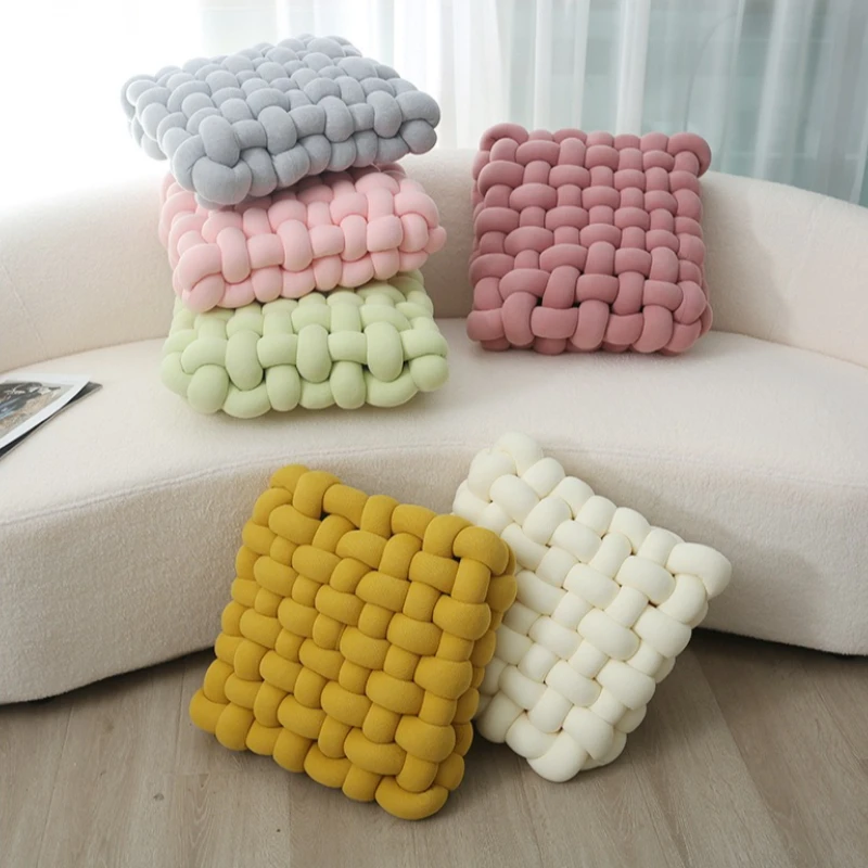 

Подушка в скандинавском стиле, вязаная шерстяная квадратная тканая подушка для стула, мягкая и удобная подушка для спинки дивана