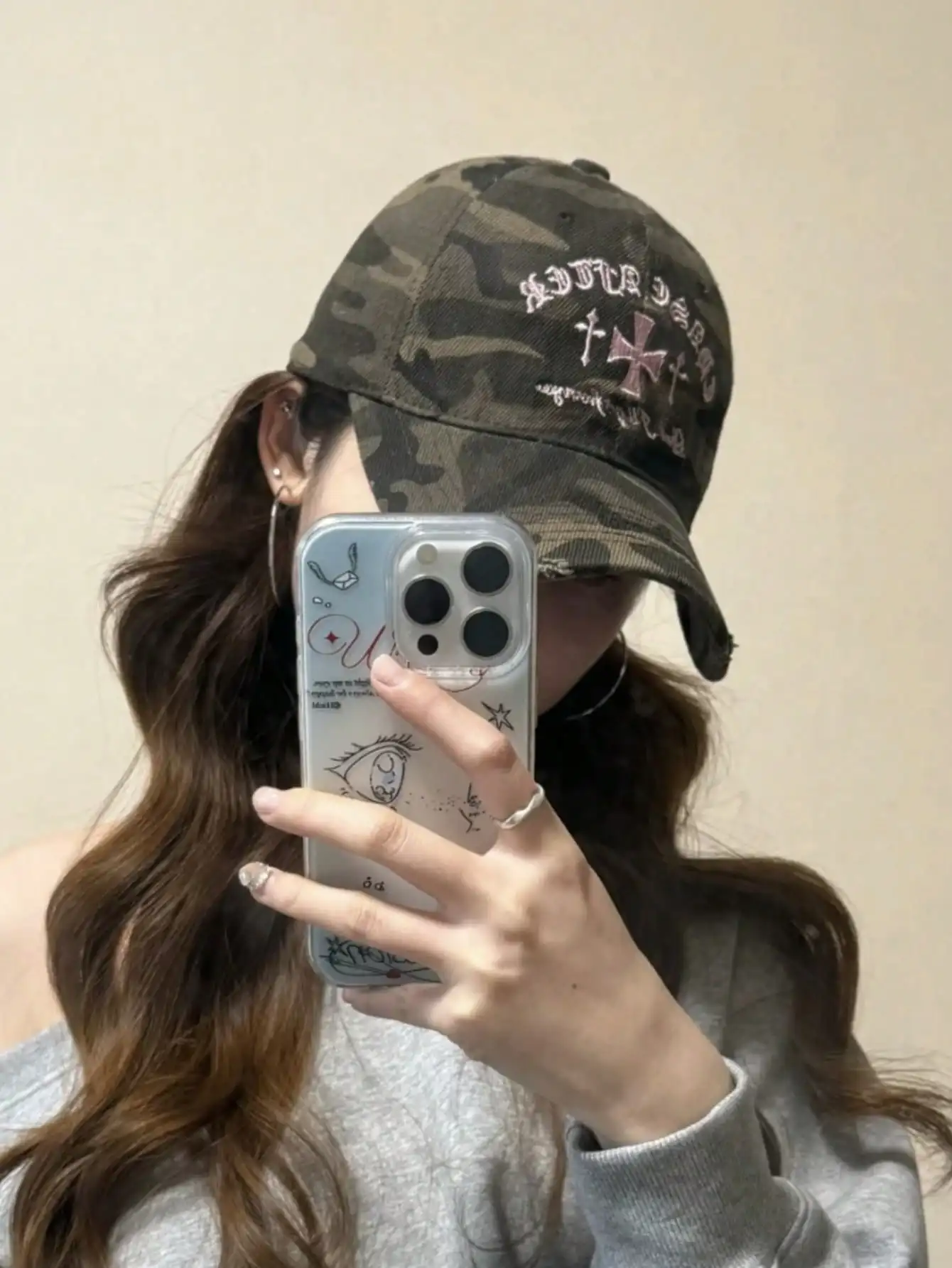 Cool Camouflage Cross-stitch Baseball Cap, A Versatile Summer Street Style Hat for Women and Couples