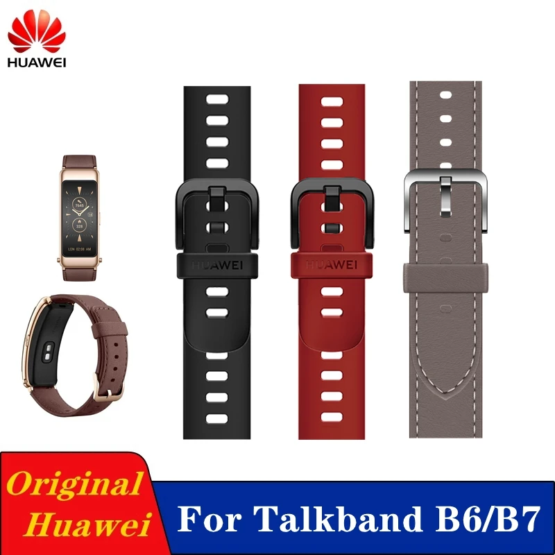 Original 16mm Huawei Talkband B6 Fluoroelastomer Rubber Strap for Huawei B7 Leather Watch Band Wrist Band Strap