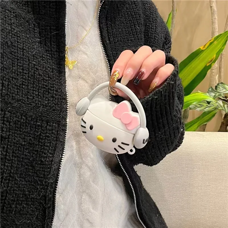 Hello Kitty Sanrio Estojo Protetor para Fone de Ouvido Bluetooth Kawaii Macio, Menina Bonita para Airpods 1 2 3 Pro 2