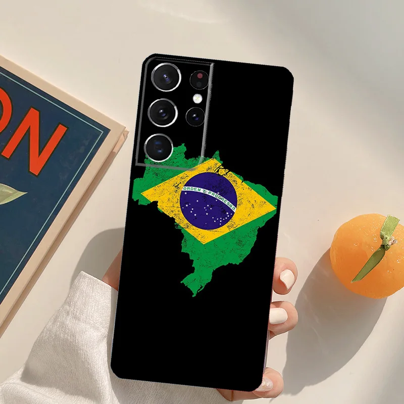 Custodia con bandiera brasiliana brasiliana per Samsung S22 S23 Ultra S8 S9 S10 S10e Note 10 Plus Note 20 Ultra S21 S20 FE Cover