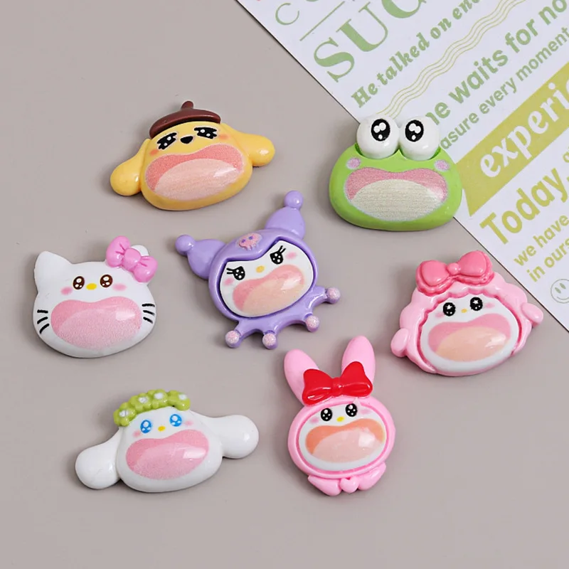 5 Stück Lachen süße Sanrio Happy Series Harz Flatback DIY Schmuck Materialien handgemachte Handyhülle Junk Charms Haarnadel Zubehör