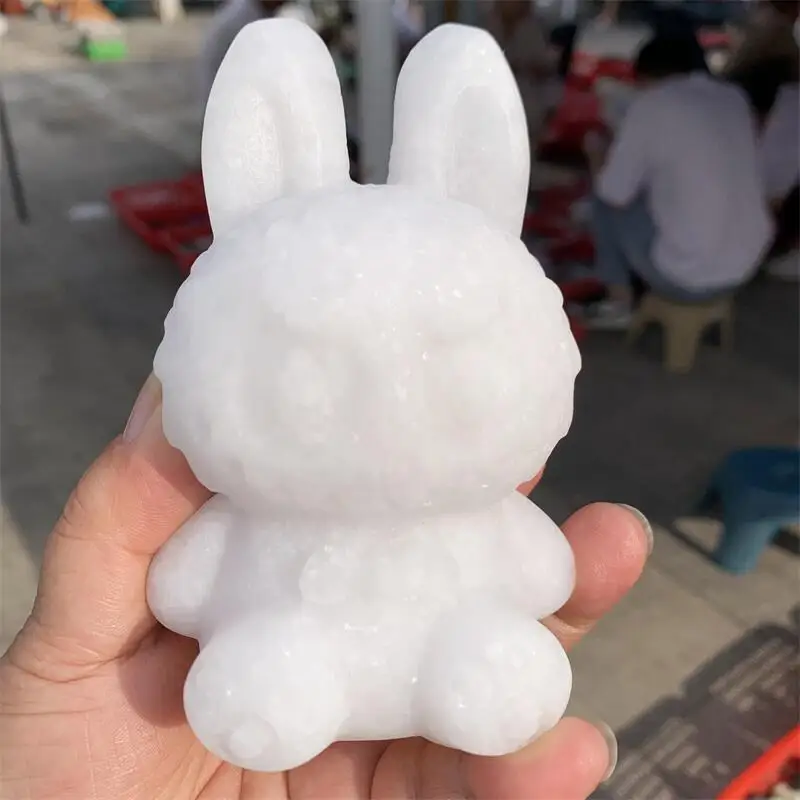 

Natural White Marble Jade Cartoon Doll Carving Memnon Megalith Powerful Statue For Home Room Decoration Gift 1PCS
