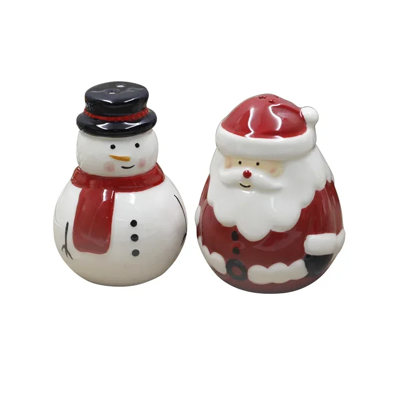 Wan Sheng Christmas Ceramic Seasoning Bottle, 2 Pepper Salt Jars