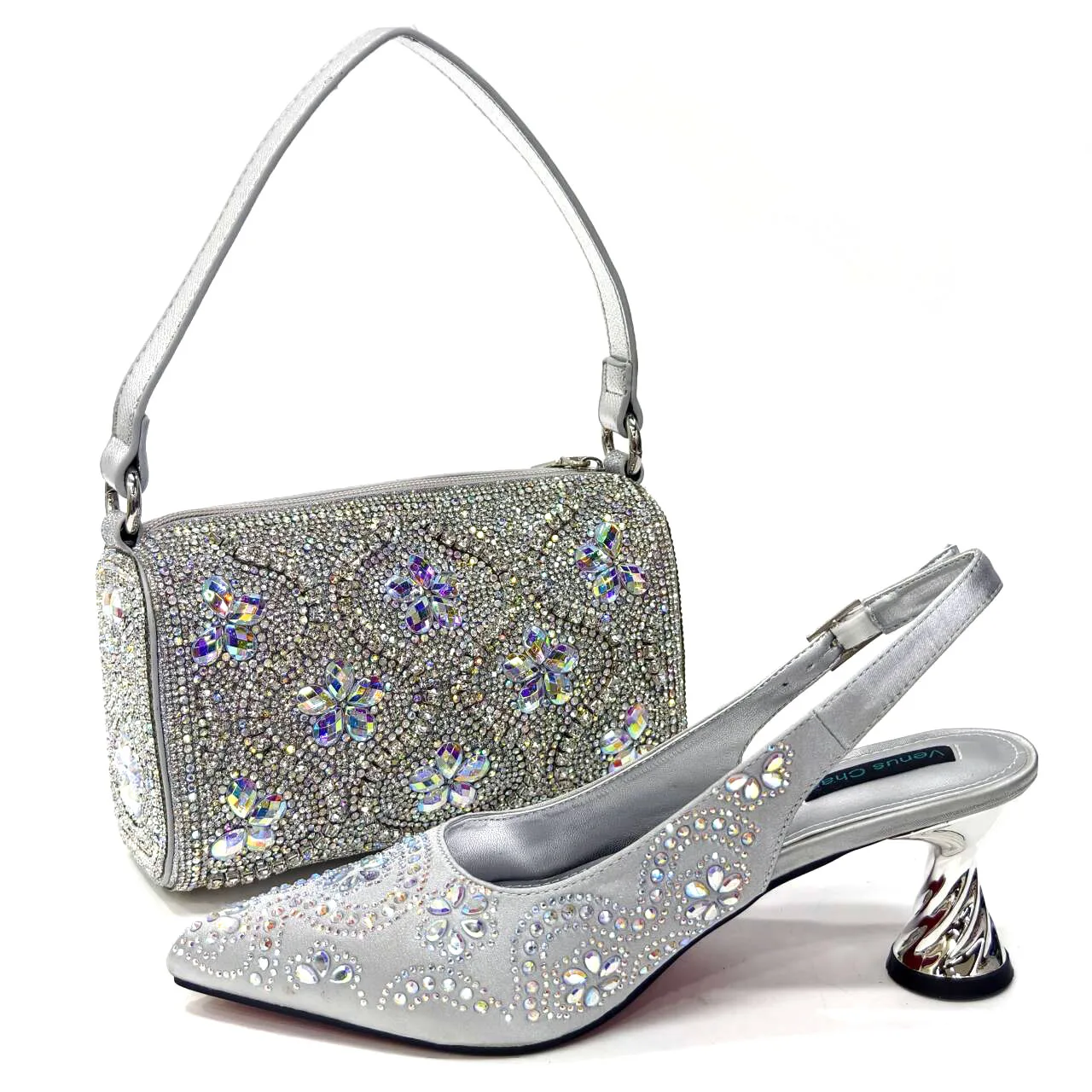 

doershow hot selling silver Shoes and Bags To Match Set Italy Party Pumps Italian Matching Shoe and Bag Set for Party! HDS1-6