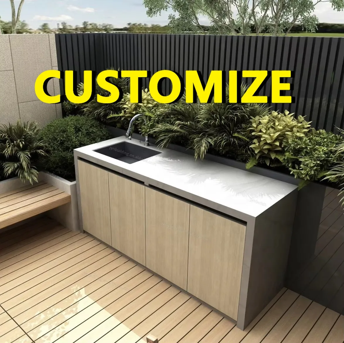 Any Size Custom Durable Waterproof UV Resistant Aluminum Sink Basin Outdoor Backyard Patio Garden Storage Organizer