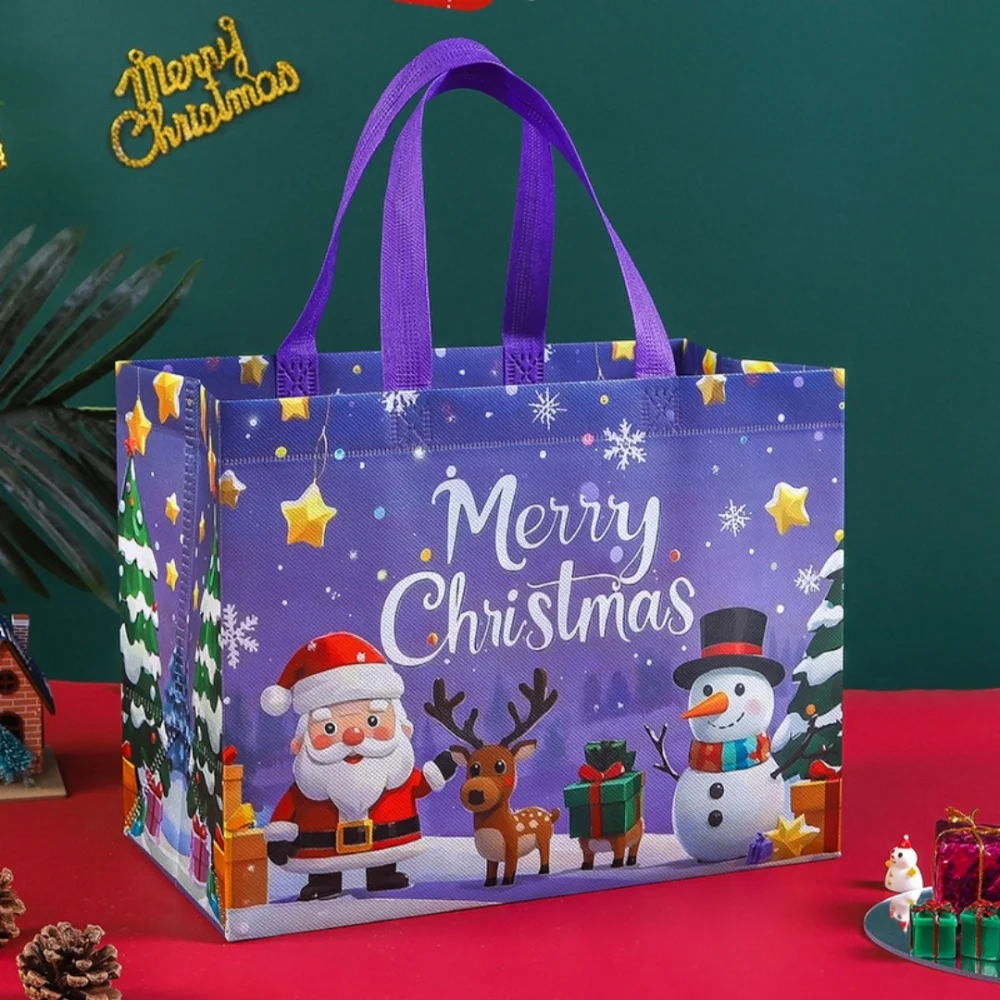 Non-Woven Shopping Bag High-Quality Santa Claus Tote Bag Christmas Gift Bag Reusable Foldable Gift Holder For Decorations