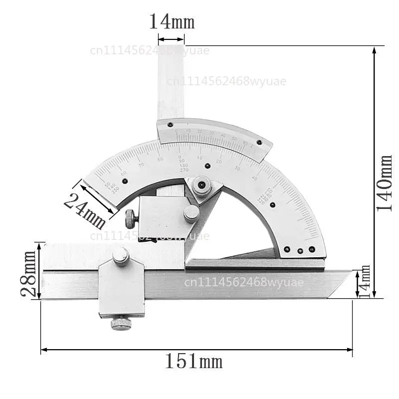 Hi-quality Carbon Steel Universal Bevel Protractor 0-320 Degree Accuracy Angle Measuring Ruler Tools Accuracy of 0.02