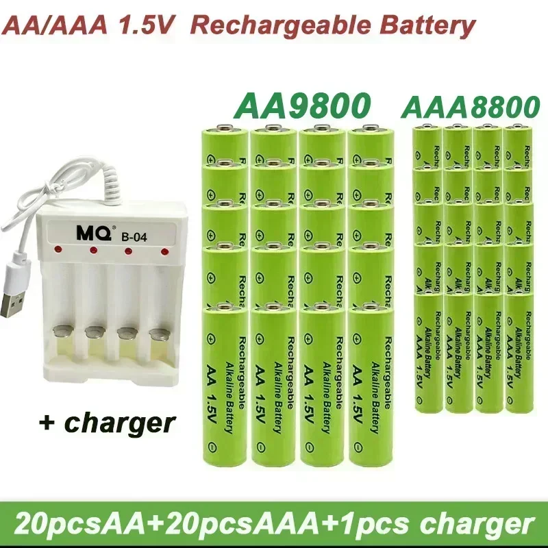 AAABattery 1.5V Rechargeable Battery AA9800+AAA8800mAh+USBAA Charger Alkaline Battery for Remote Control Toys Computers shaver