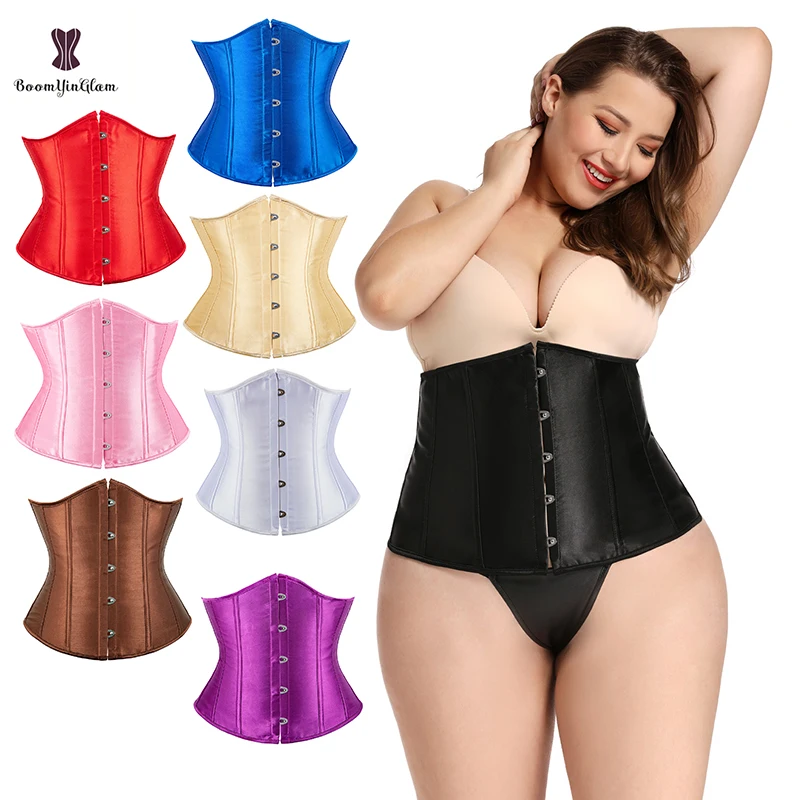 Kim Loại Chất Lượng Cao Busk Kẹp Sỉ Underbust Eo Corset Eo Thon Cinchers Phối Mối Ràng Buộc Satin Nịt 28335 #