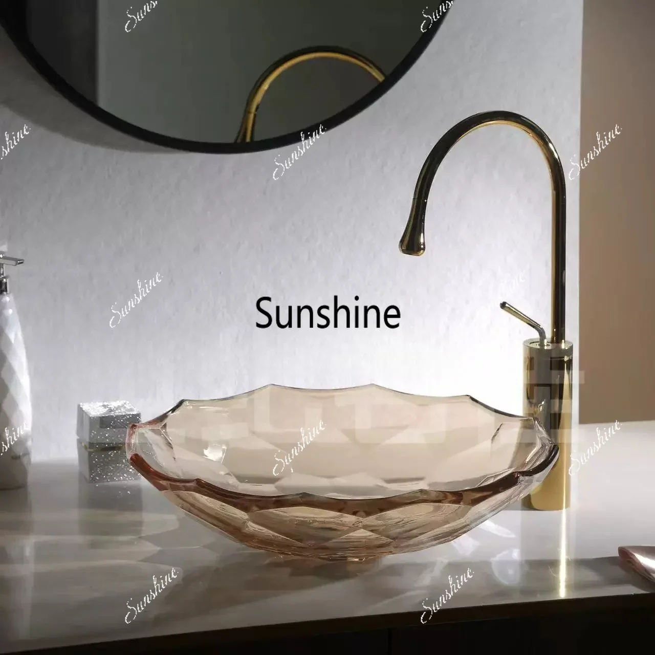 Simple light luxury crystal glass art stage basinT*