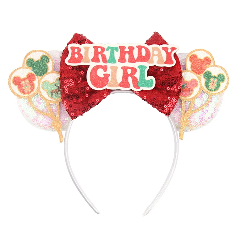 Mickey-Geburtstags-Stirnbänder für Kinder, Pailletten, Schleifen, Minnie-Luftballons, Ohrstecker, niedliche Halloween-Partydekorationen, Kopfbedeckungen – Detail 7