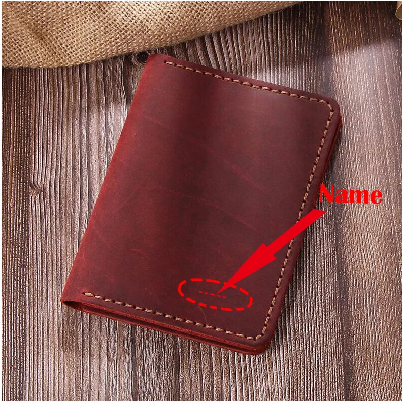 Handmade Genuine Leather Personalised Passport Cover with Names Hand Sew