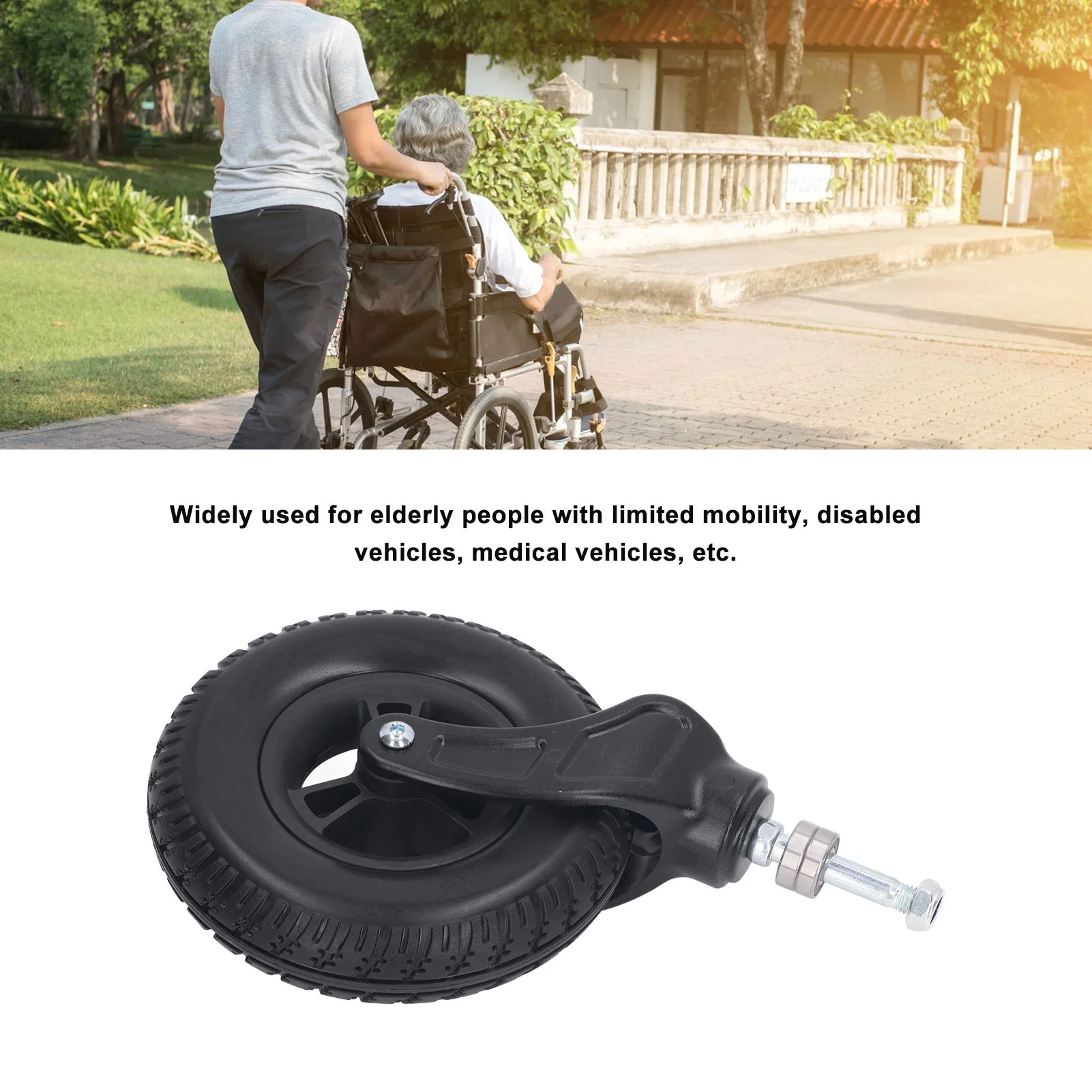 Wheelchair Front Caster 8 Inch  PU Hub  Wheel Rollator Walker Replacement Caster Rollator  Wheel