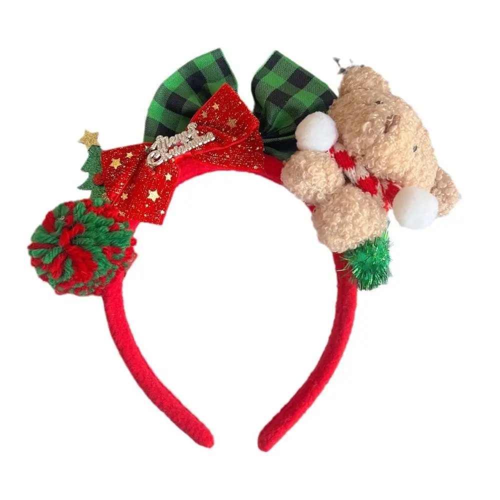 

Christmas Decoration Christmas Headband Elk Hair Hoop Reindeer Antlers Headband Red Bowknot Green Plush Bow Red Hair Band Kid