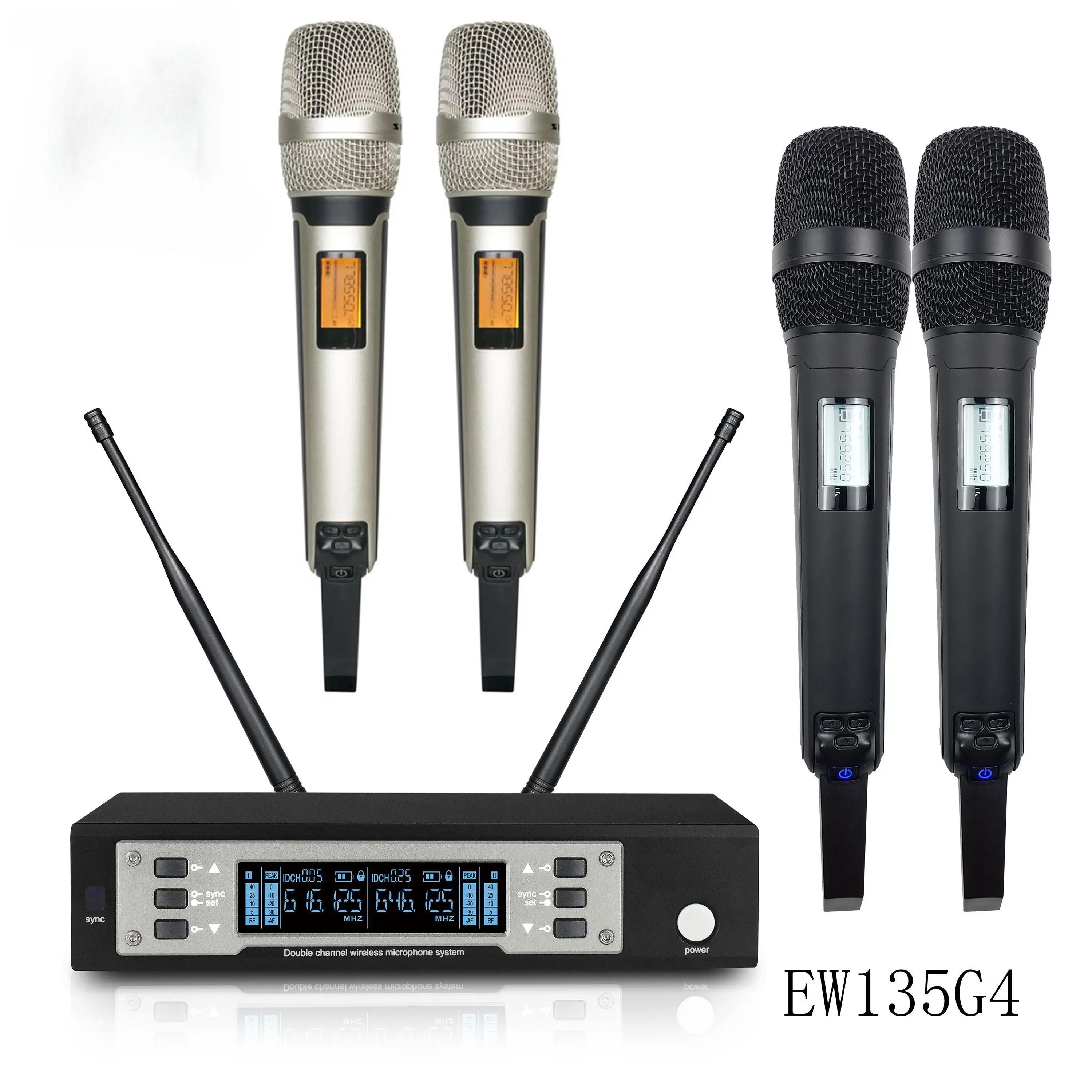 Imagem -03 - Dual Channel Professional Sistema de Microfone sem Fio Uhf Longa Distância Dual Handheld Stage Performance Karaoke Dinâmico Ew135g4