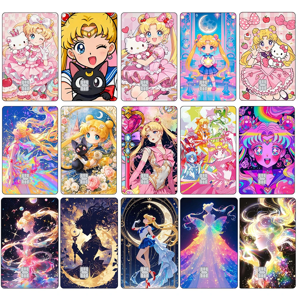 Pegatina para Tarjeta de Crédito de Anime, Chica Bonita Tsukino Usagi, Pegatinas Mate para Decorar Tarjetas VISA, JCB, MasterCard y Otras Tarjetas IC