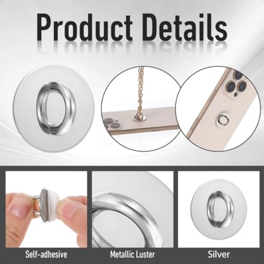 12 pezzi gancio per ciondolo per telefono anello per dito in metallo Sier supporto adesivo rotondo per impugnatura per dito per telefono carino anello per impugnatura universale per telefono