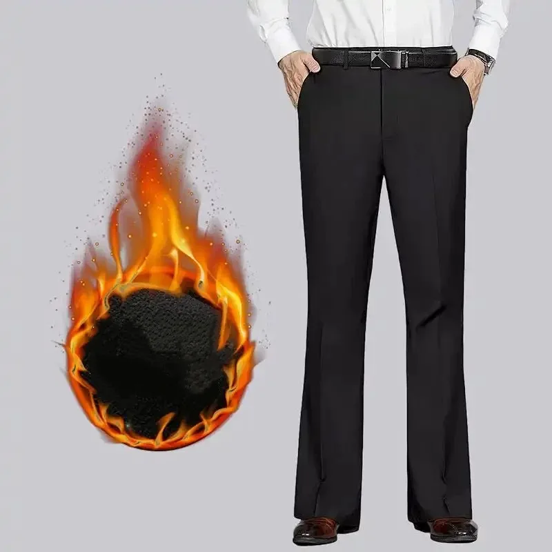 

Зимние мужские бархатные прямые брюки, деловые повседневные широкие брюки, универсальные брюки без железа