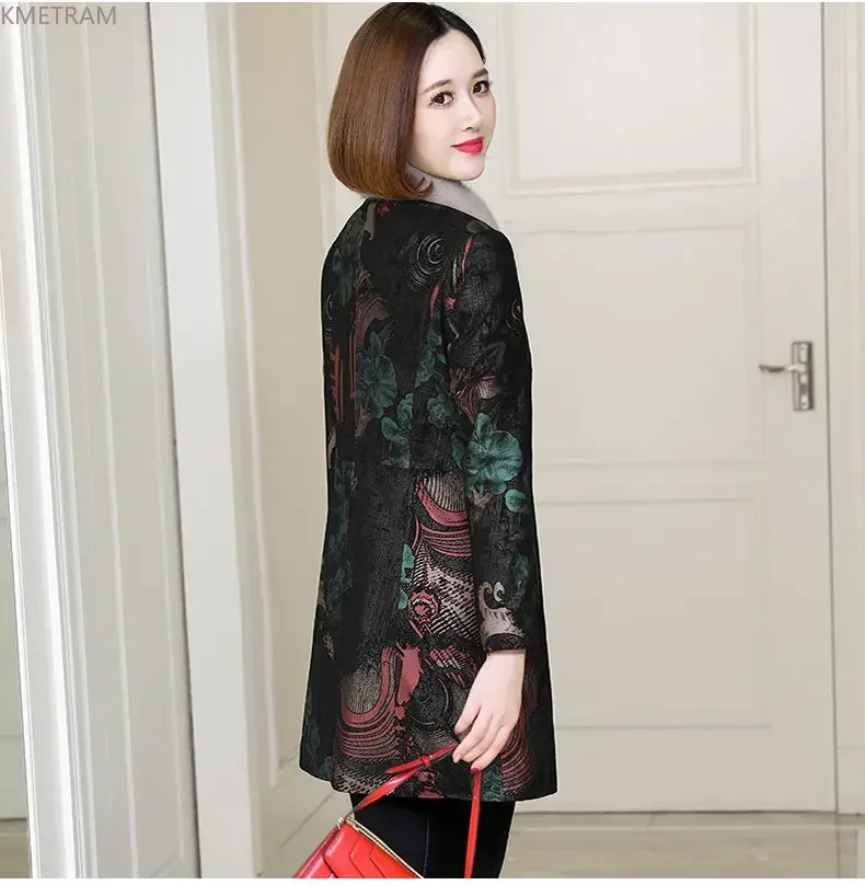 本物のシープスキンレザージャケット女性秋冬ミッドレングスダウンコートミンクの毛皮の襟スリムレザージャケット女性服