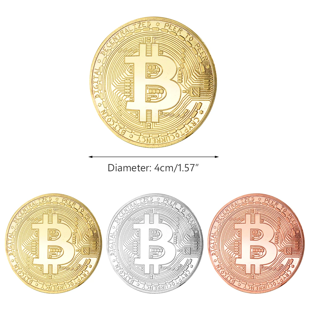 Banhado a ouro Moeda comemorativa física Bitcoin, Lembrança Criativa, Grande Presente Colecionável, Bit Coin Art Collection, 1Pc