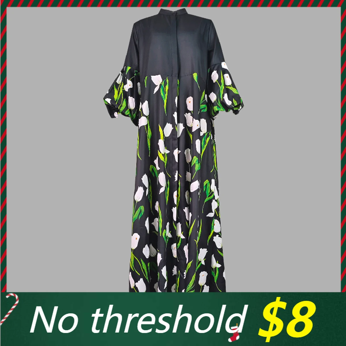 T Е Vintage manches bouffantes grande taille robe pour femme 2025 printemps automne trois quarts imprimé fête élégante robes mi-longues 183172